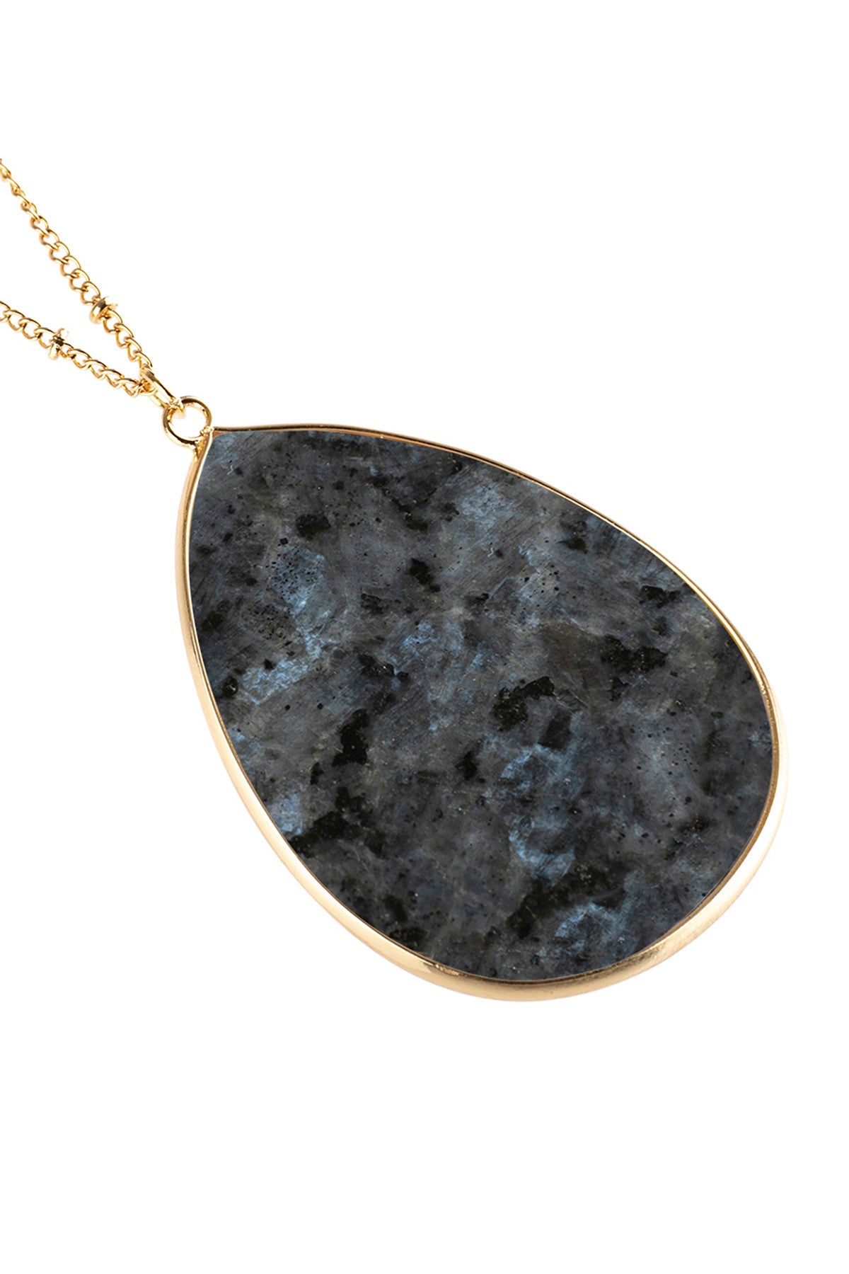 Pack of 6 Elegant Black Oval Natural Stone Pendant Necklaces