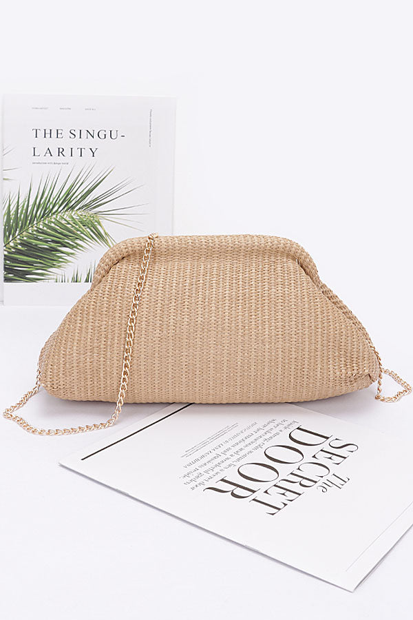 Pack of 3 Faux Straw Clutch Bags in Khaki Color (Style 8736)