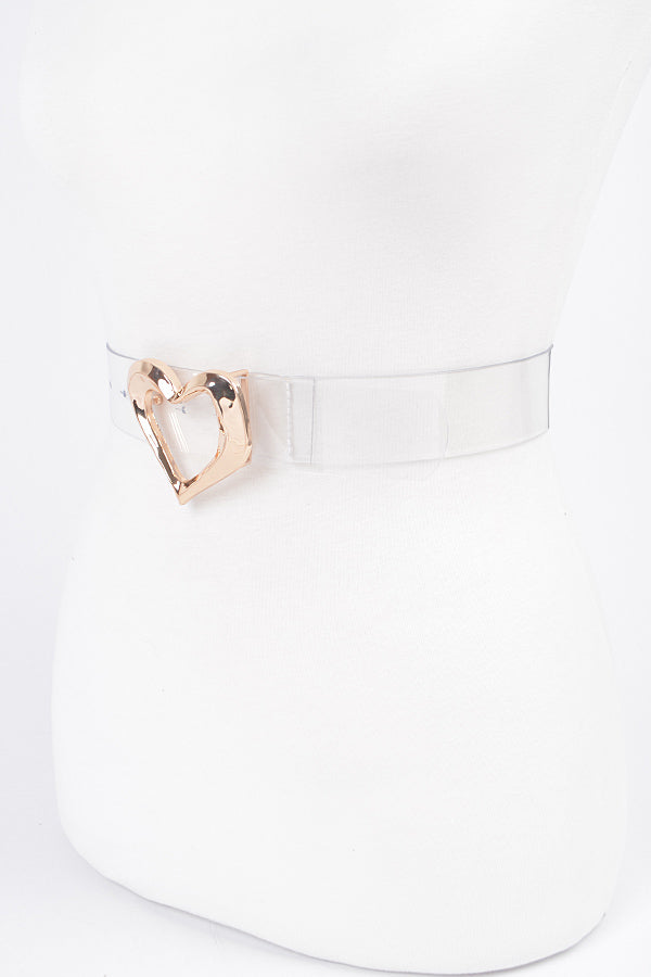 Pack of 6 Gold Clear Heart - Shaped Metal Buckle PVC Belts