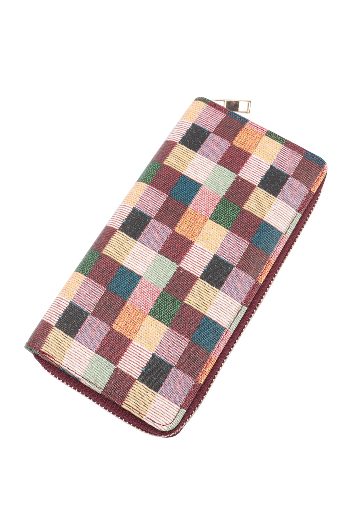 Fuchsia Multicolor Tile - Pattern Leather Zipper Wallets - Pack of 6