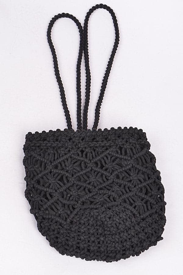 Set of 3 Black Braided Net Backpacks - Model 7396