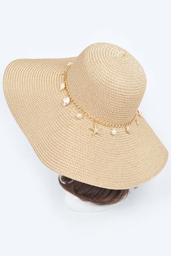 Pack of 6 Summer Hats in Beige Color - Style 8971
