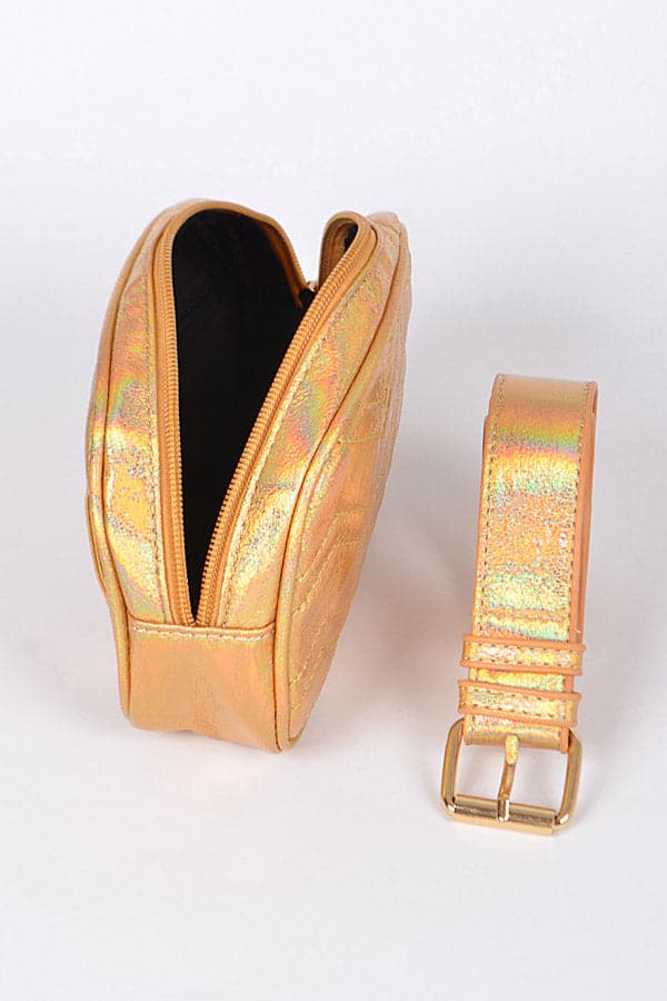 3 Piece Set of Sparkling 3817 Gold Fanny Packs