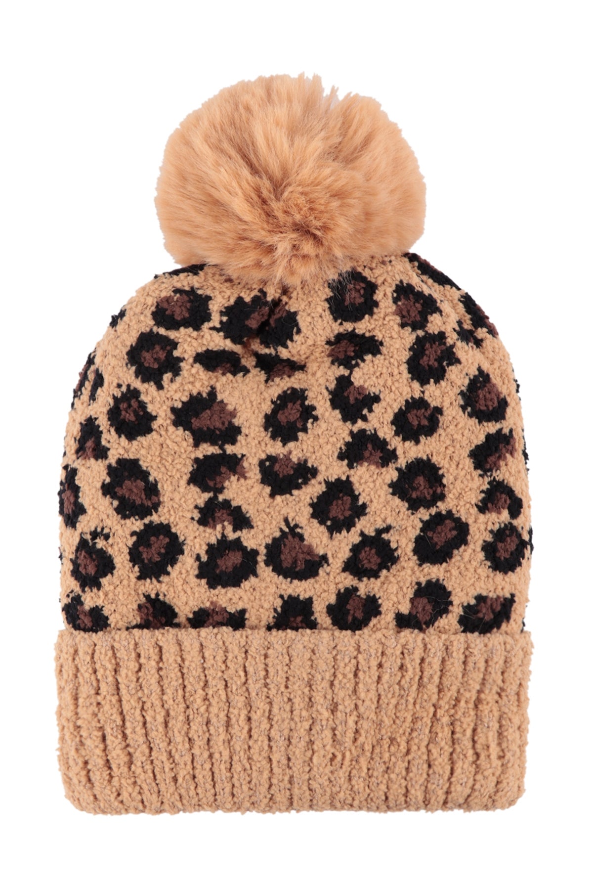 6-Pack Camel Leopard Print Double Beanie