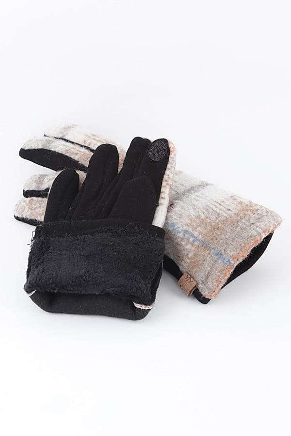 Pack of 6 Ivory - Colored Light Cotton Plaid Gloves (Model 961021)