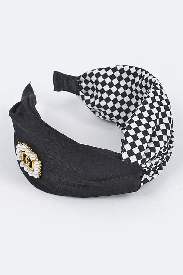 Black 8112 - Set of 6 Mixed Metal Headbands with Pearl