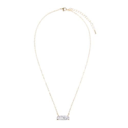 Pack of 6 White Natural Stone Oval-Shaped Necklaces