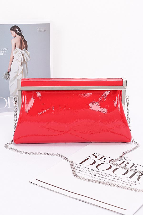 Red Patent Leather Frame Clutch Bags - Pack of 3