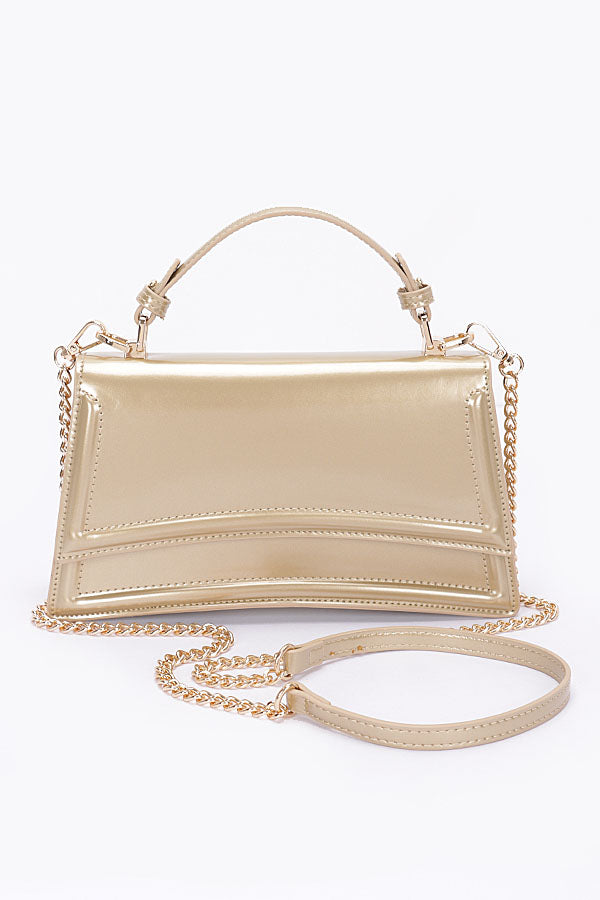 Set of Three 3436 Gold Enamel Top Handle Flap Bags