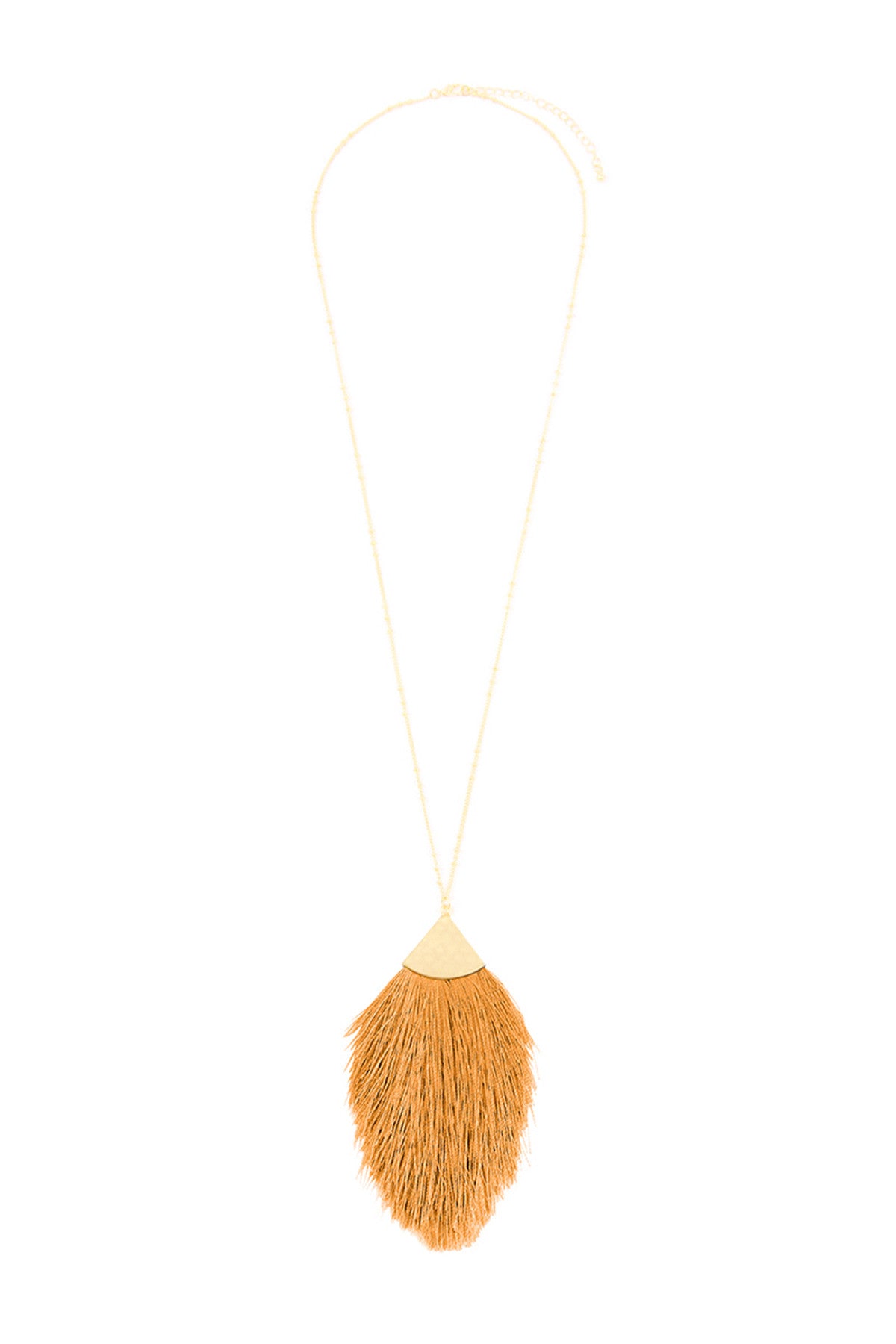 Pack of 6 Mustard Tassel Base Metal Pendant Necklaces