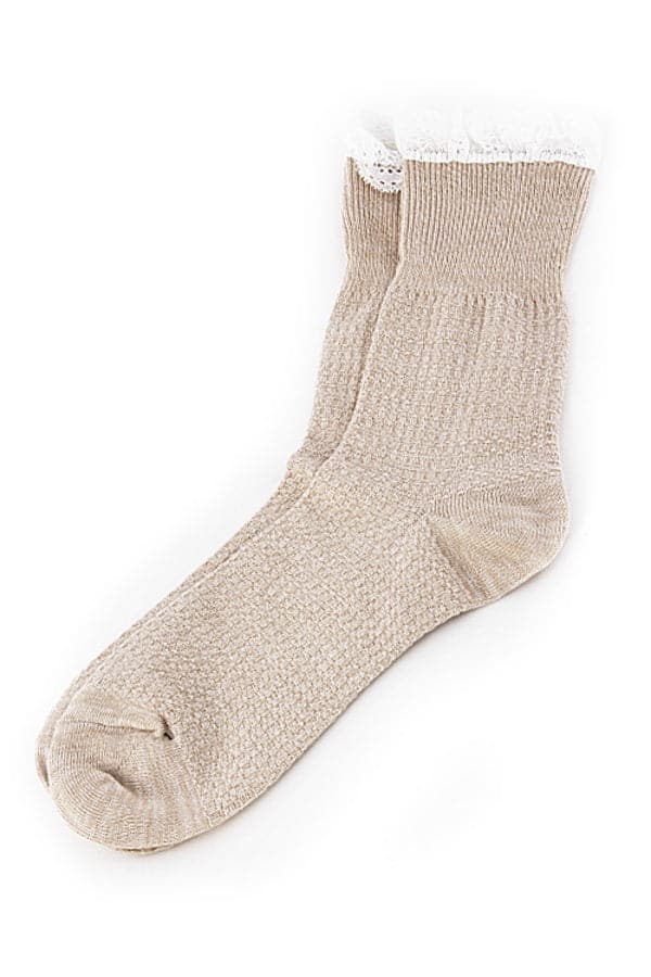 Pack of 6 Adorable Beige Ankle Socks - Style 3194