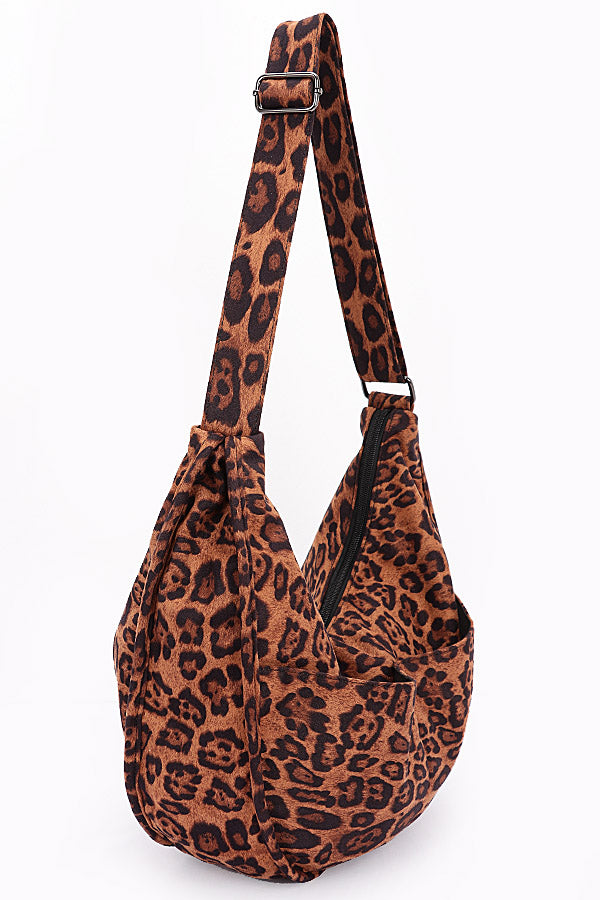Set of 3 Leopard Print 6911 Faux Suede Crossbody Bags