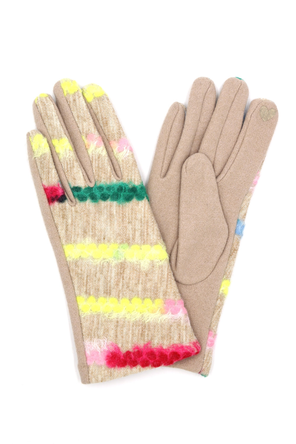 Smart Touch Gloves in Beige Multicolor Yarn Pattern - 6 Pack