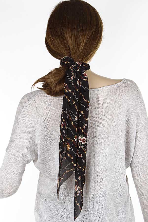 Set of 6 Pieces of 742 Black Floral Hair Bands