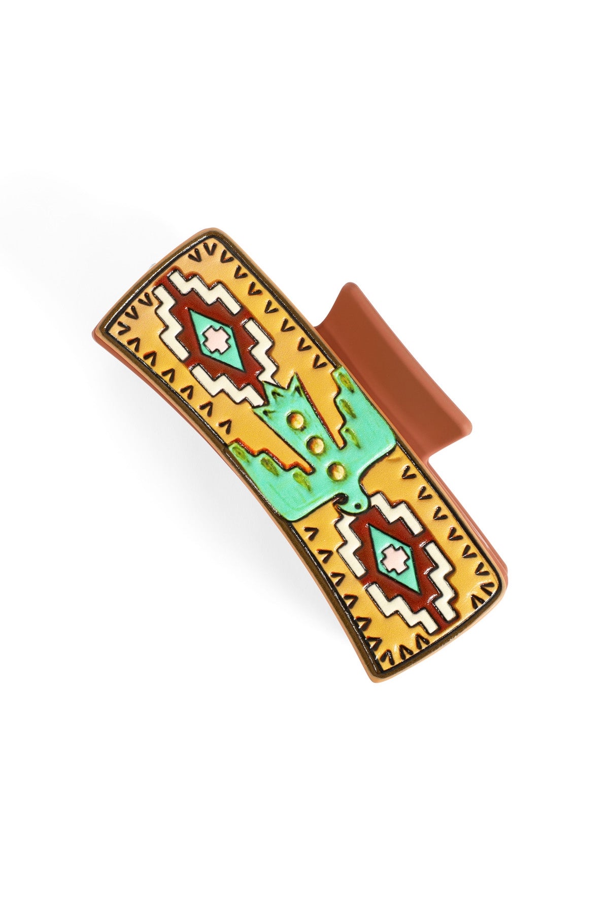 Brown Multicolor Aztec Pattern Faux Leather Hair Claw Set - Pack of 6