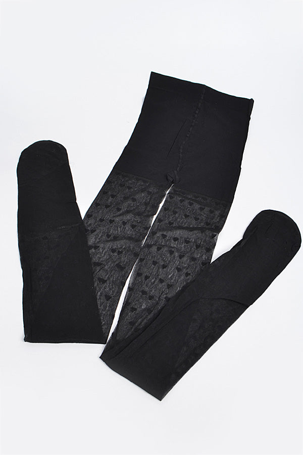 Pack of 6 Heart Dot Stockings in Classic Black Color, Ideal for Plus Size
