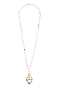 Pack of 6 White Natural Stone Beads Lanyard Necklaces