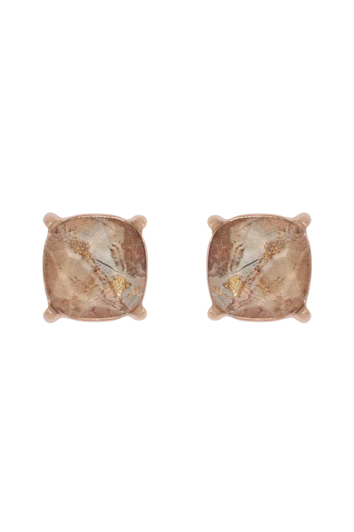 Neutral Marble Epoxy Stud Earrings - Set of Six Pieces
