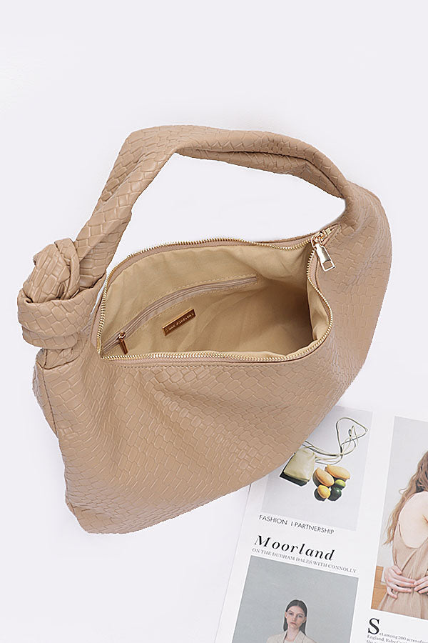 Set of 3 Embossed Faux Leather Big Hobo Bags in Burgundy Color - Style 9611