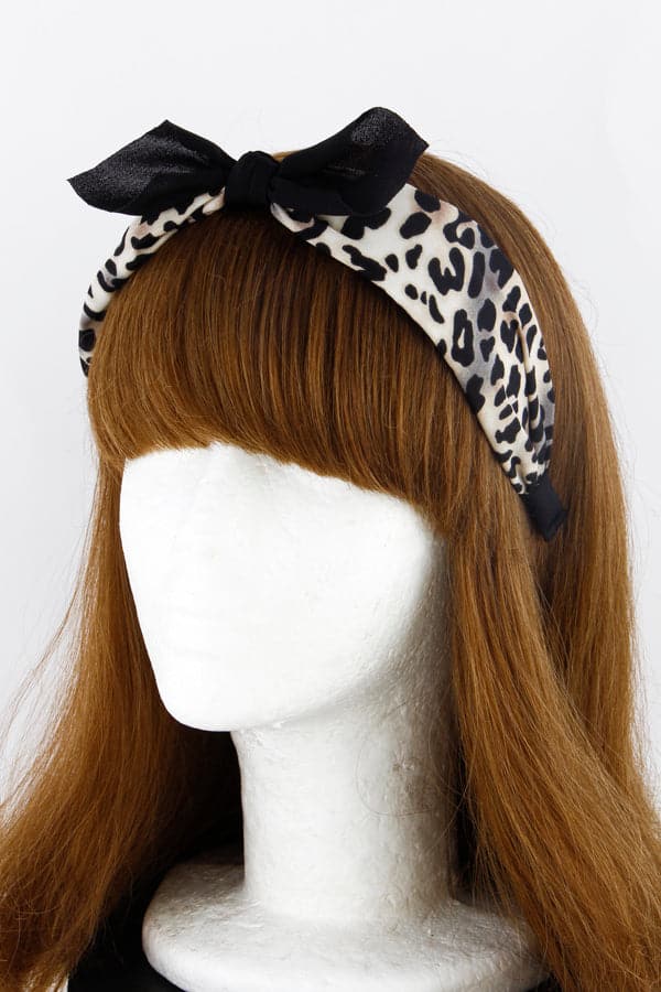Pack of Six 5002 White Tied Up Turban Printed Headbands
