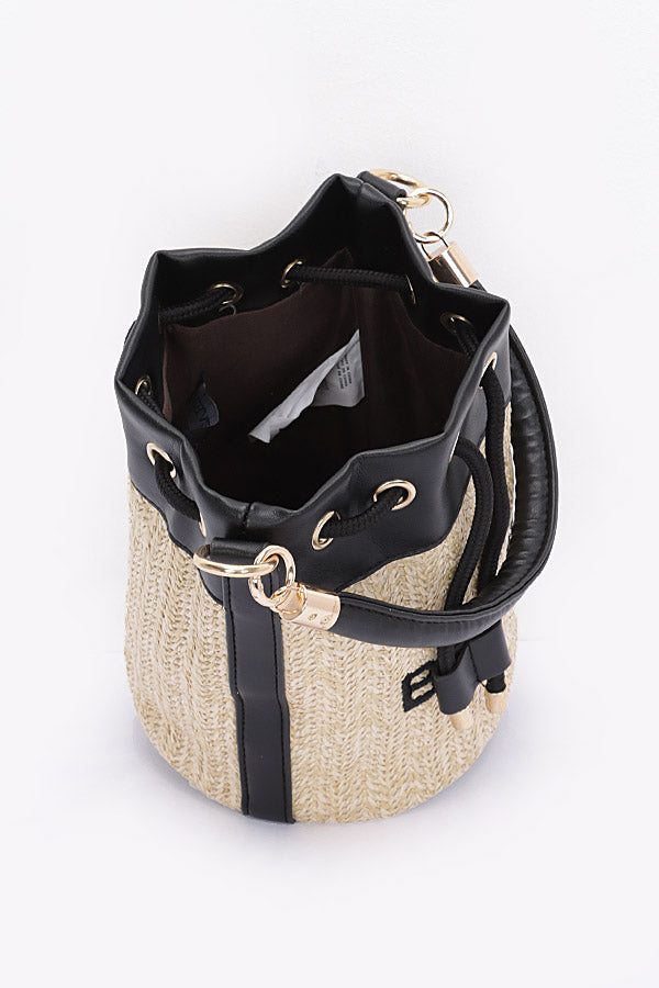 Set of 3 Faux Straw Camel Bucket Bags