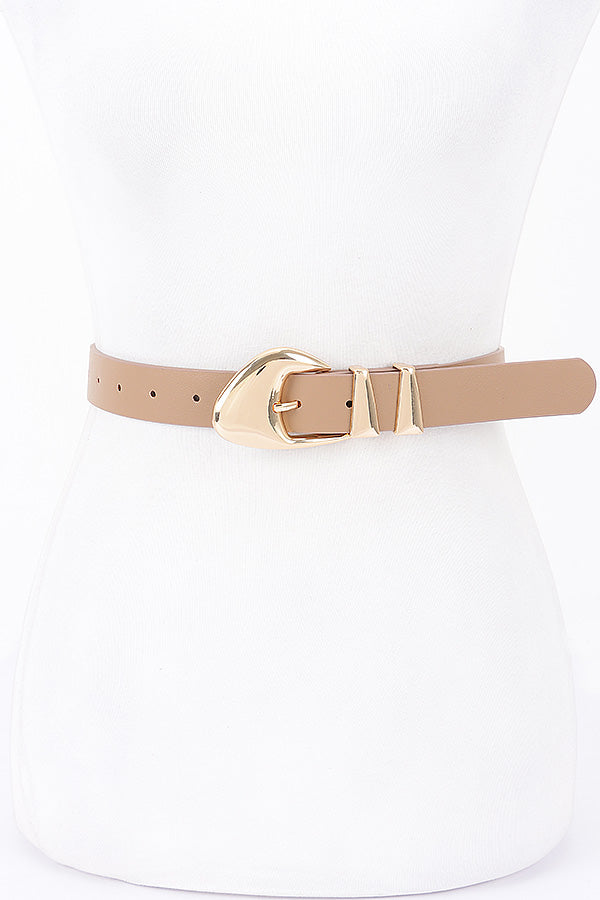 Pack of 6 Faux Leather Multi - Metal Buckle Khaki Belts
