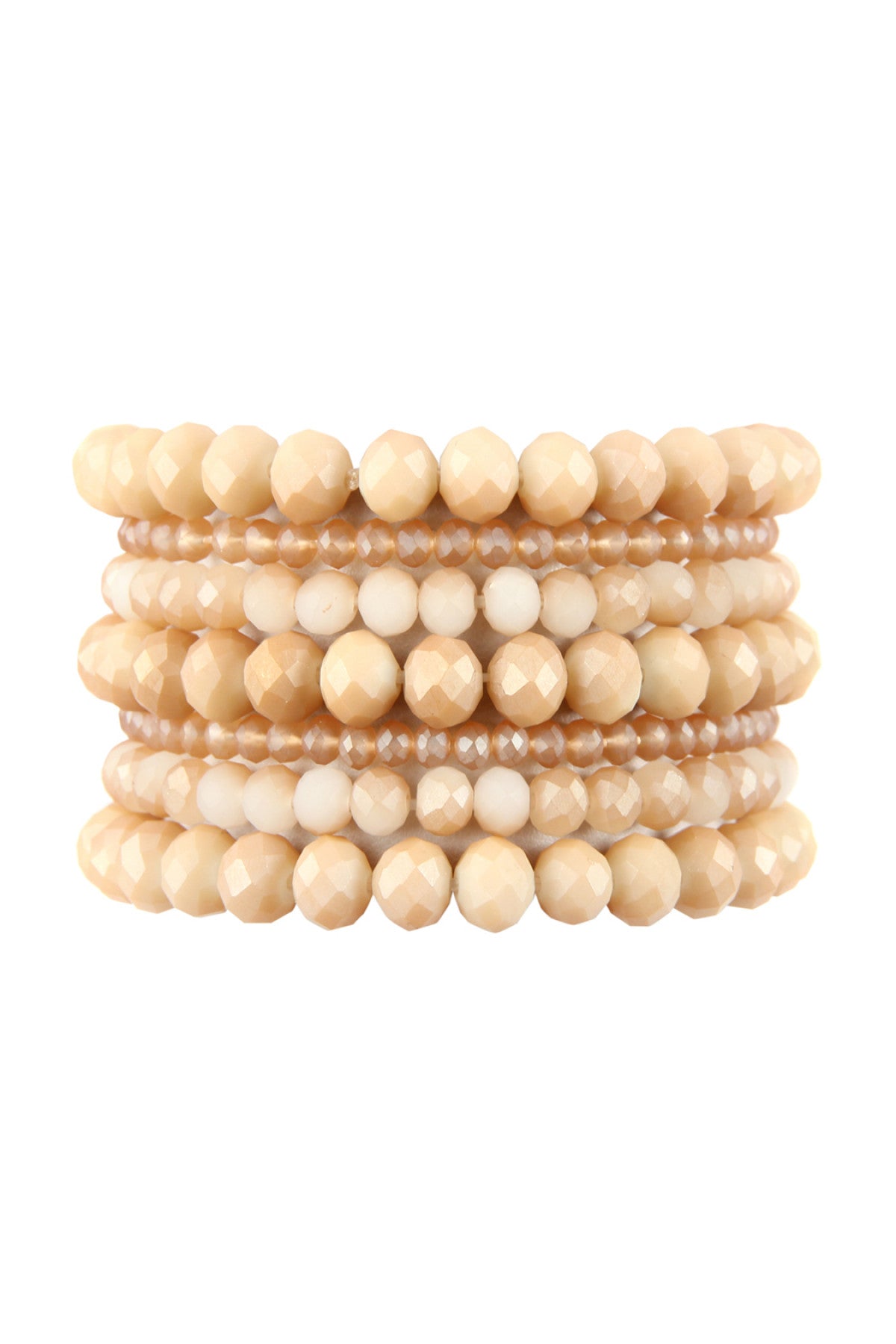 Fashionable Nude Seven - Line Glass Beads Stretch Bracelet Set of 6 Pieces