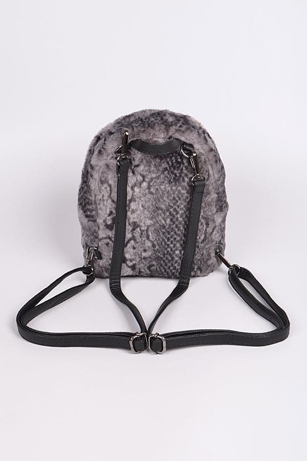 Pack of 3 Fluffy Faux Fur Mini Backpacks in Blue Color