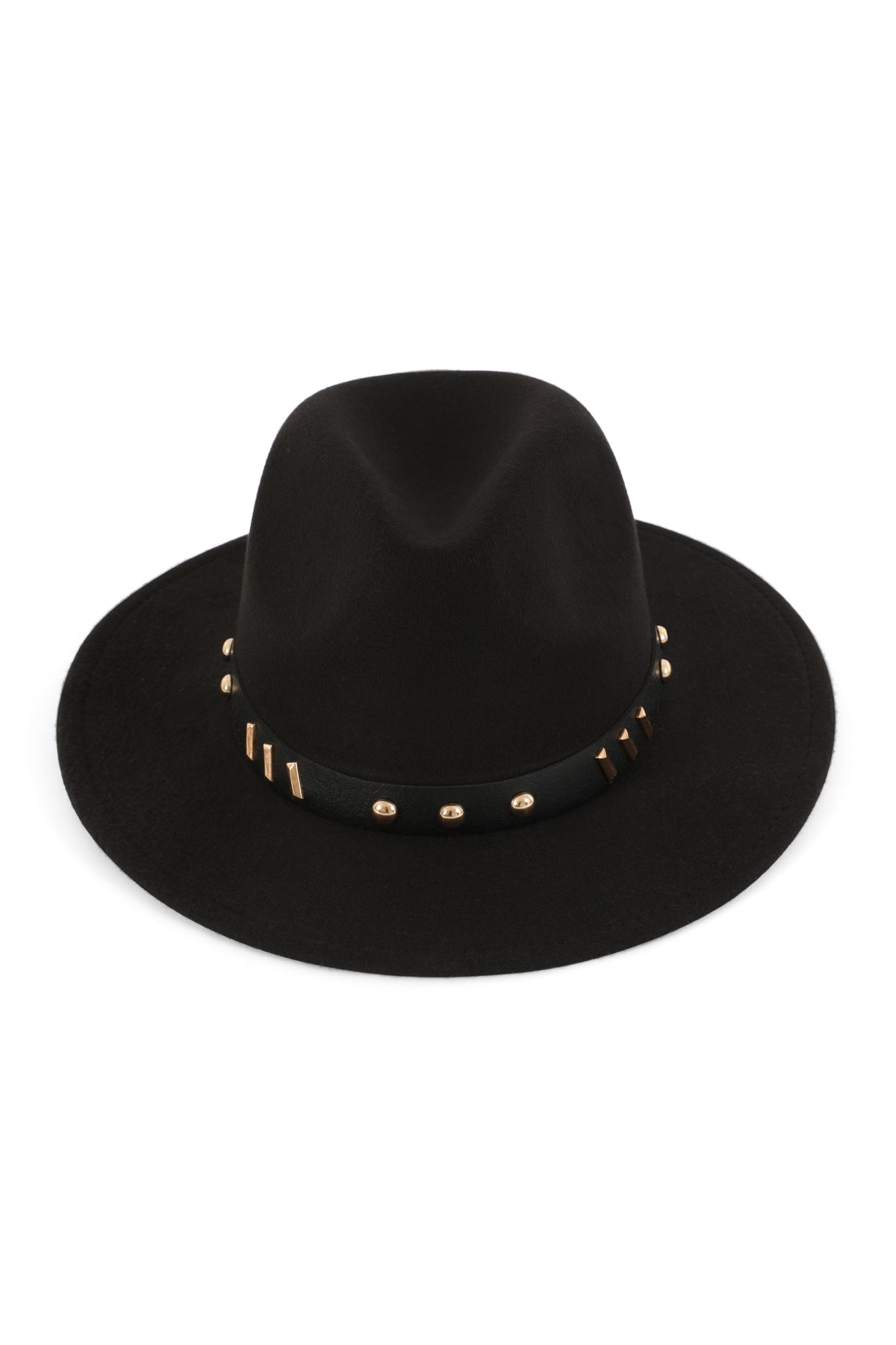 Classic Black Fedora Hats with Vintage Leather Bands - Set of 6