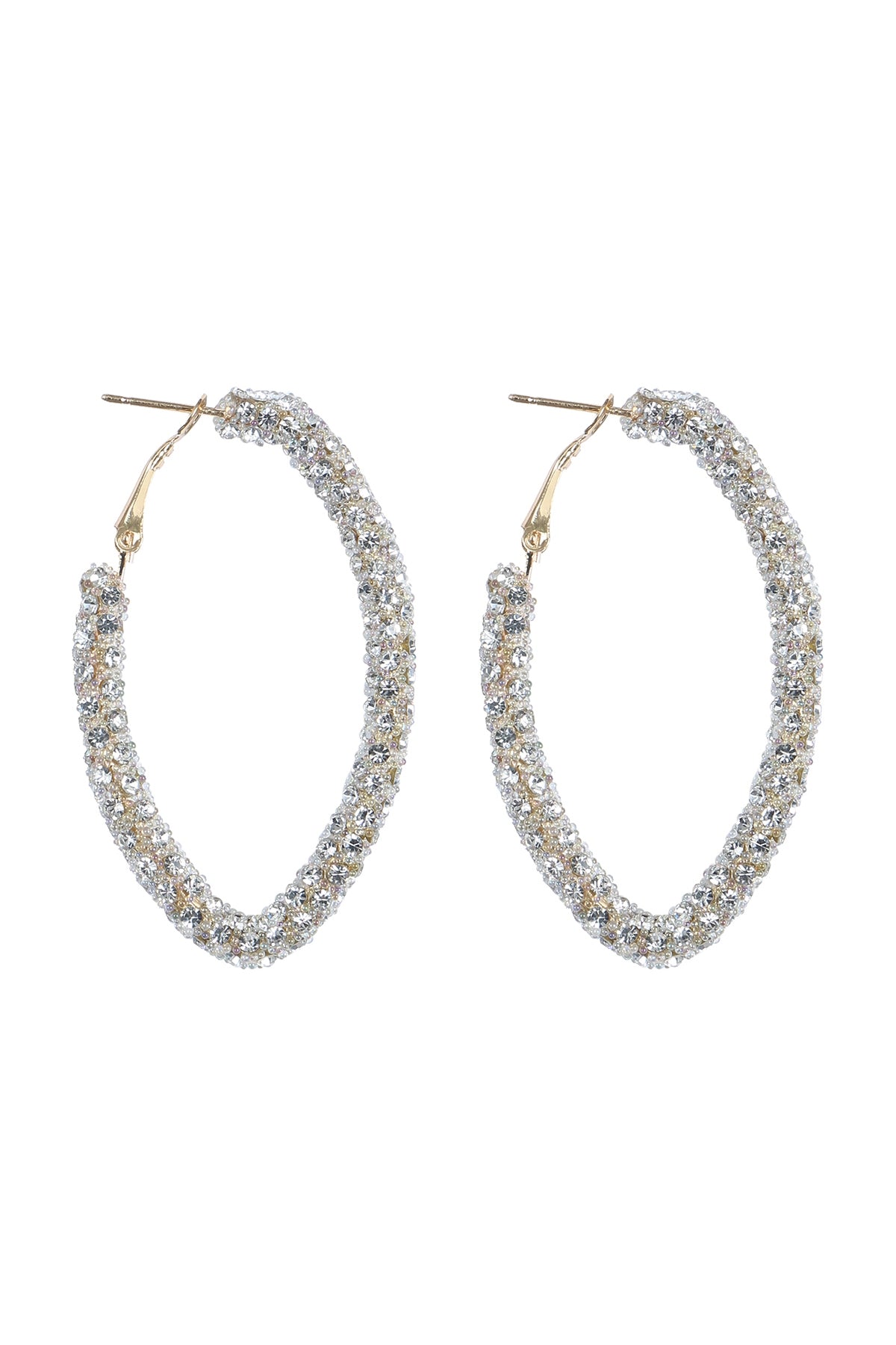 Fashionable Rhinestone Glitter Crystal Hoop Lock Earrings - Set of 6 Pieces