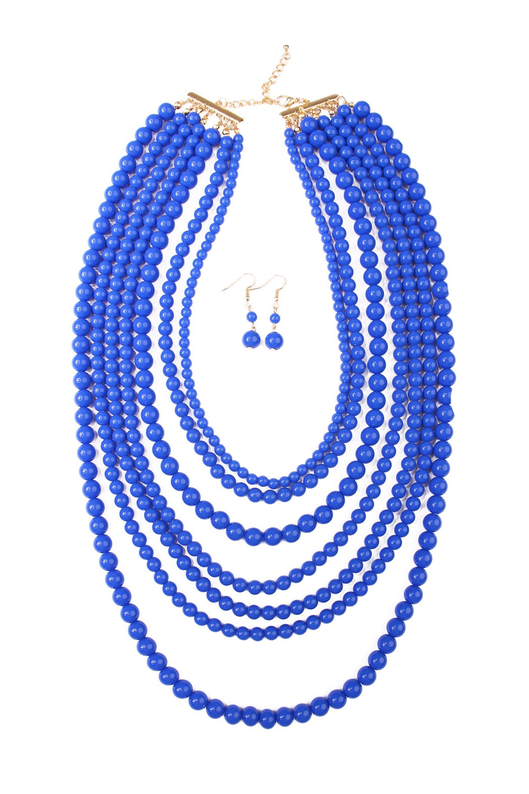 Set of 6 Multilayer Acrylic and Sapphire Necklace & Earring Combos
