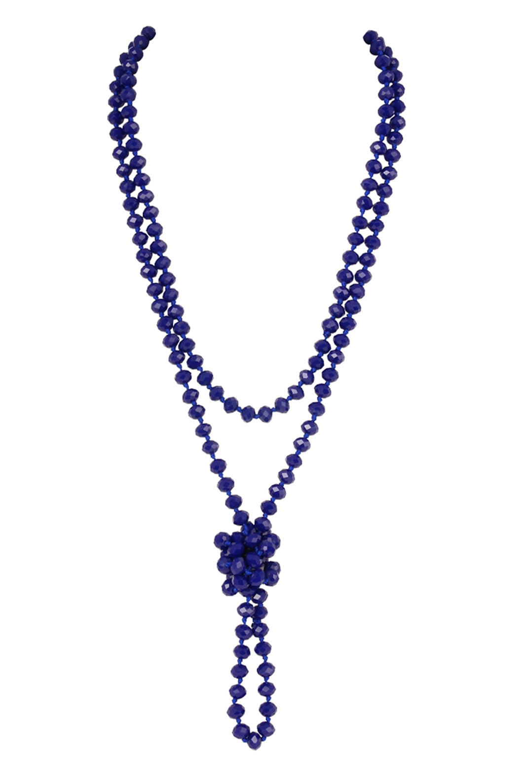6-Pack Hand-Knotted Sapphire Longline Glass Bead Necklaces