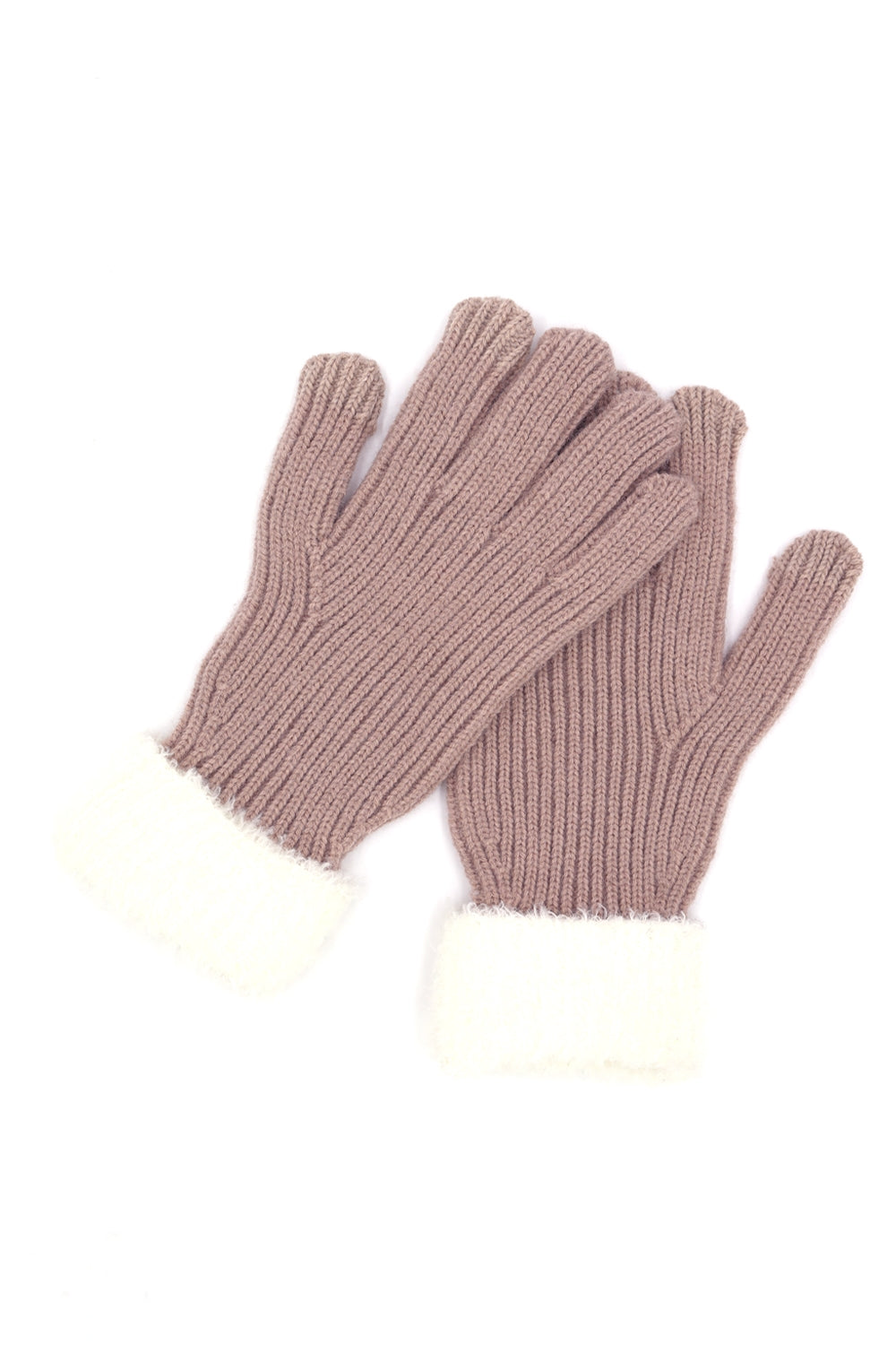 Smart Touch Knit Faux Fur Cuffed Gloves in Taupe - Pack of Six