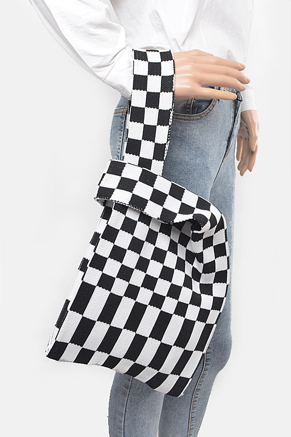 Pack of 3 - 8801 Stylish Black Checker Poly Woven Bags