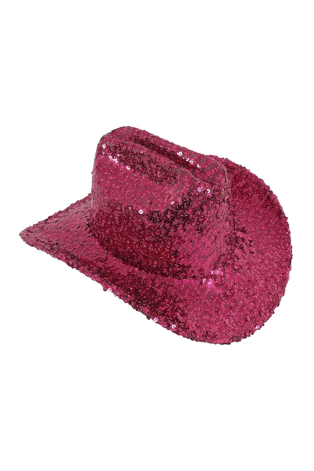 Fuchsia Glitter Solid Color Fedora Cowboy Hats - Set of 6