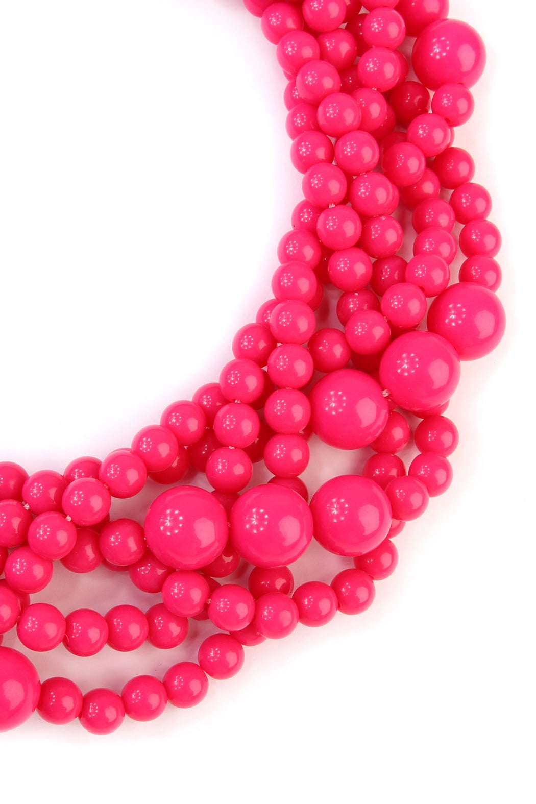 Fashionable Hot Pink Multi - Strand Bubble - Style Choker Necklace and Earring Jewelry Set - Pack of Six Pieces