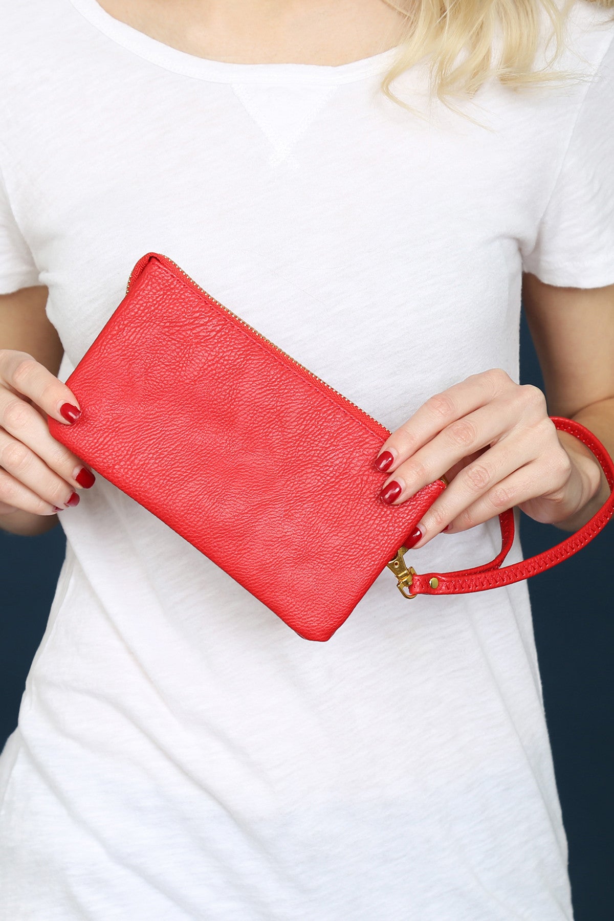 Pack of 6 Red Detachable Wristlet Leather Style Vegan Wallets