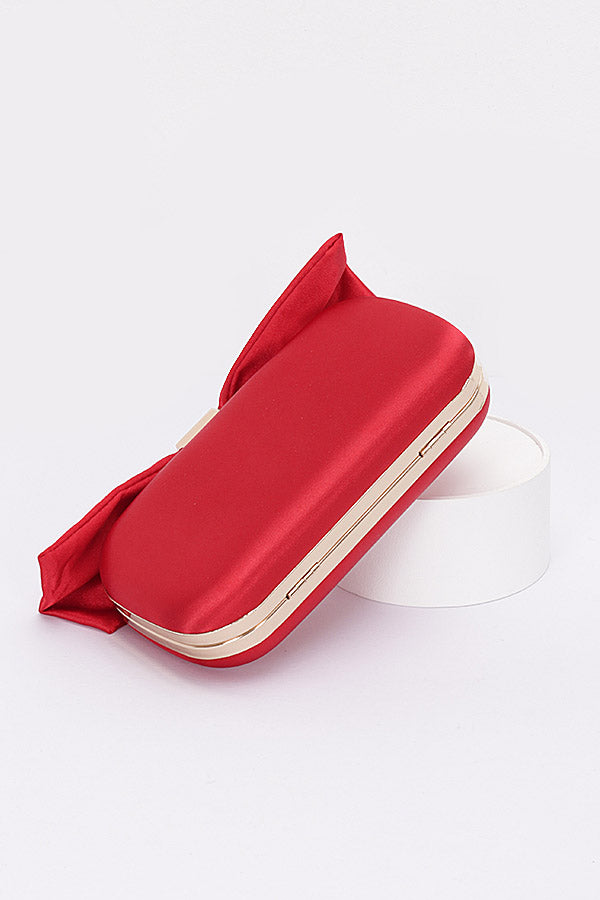 Pack of 3 Nylon Bow Hard Case Clutches in Fuchsia Color (Code 9526)