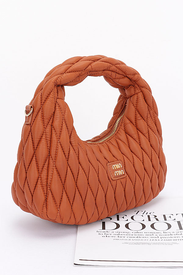 Set of 3 Stylish Burgundy Quilted Faux Leather Hobo Bags