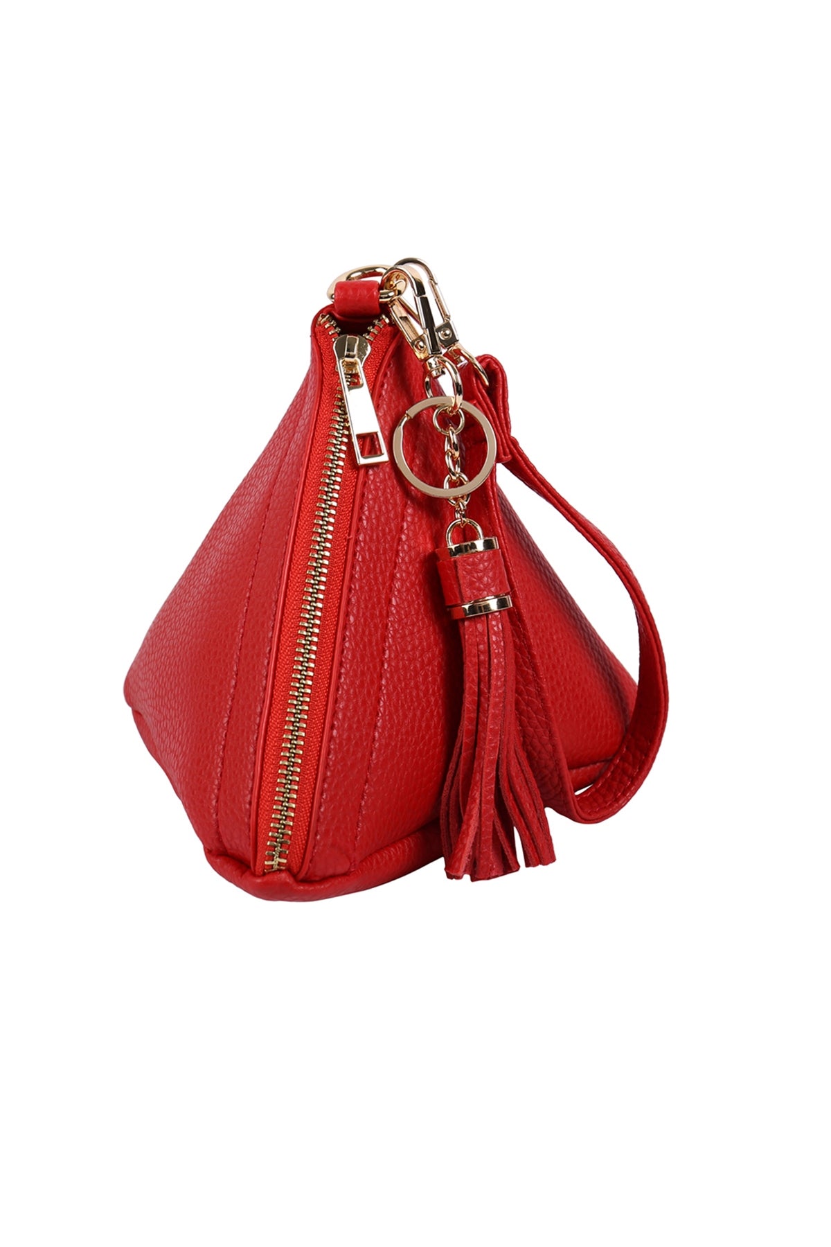 Red Pyramid - Shaped Faux Leather Wristlet Bags - Set of Six