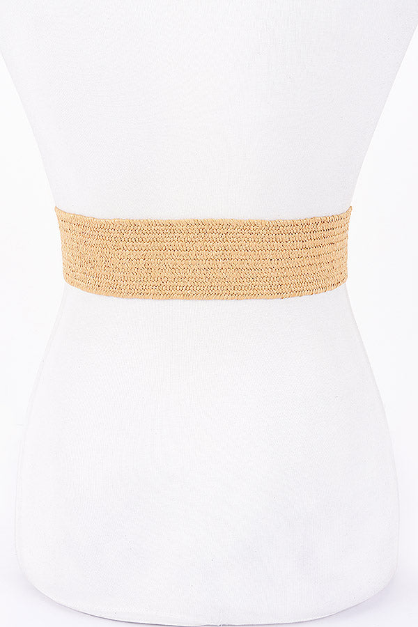 Ivory Metal Buckle Stretch Plus Size Belt - Pack of 6 Pieces