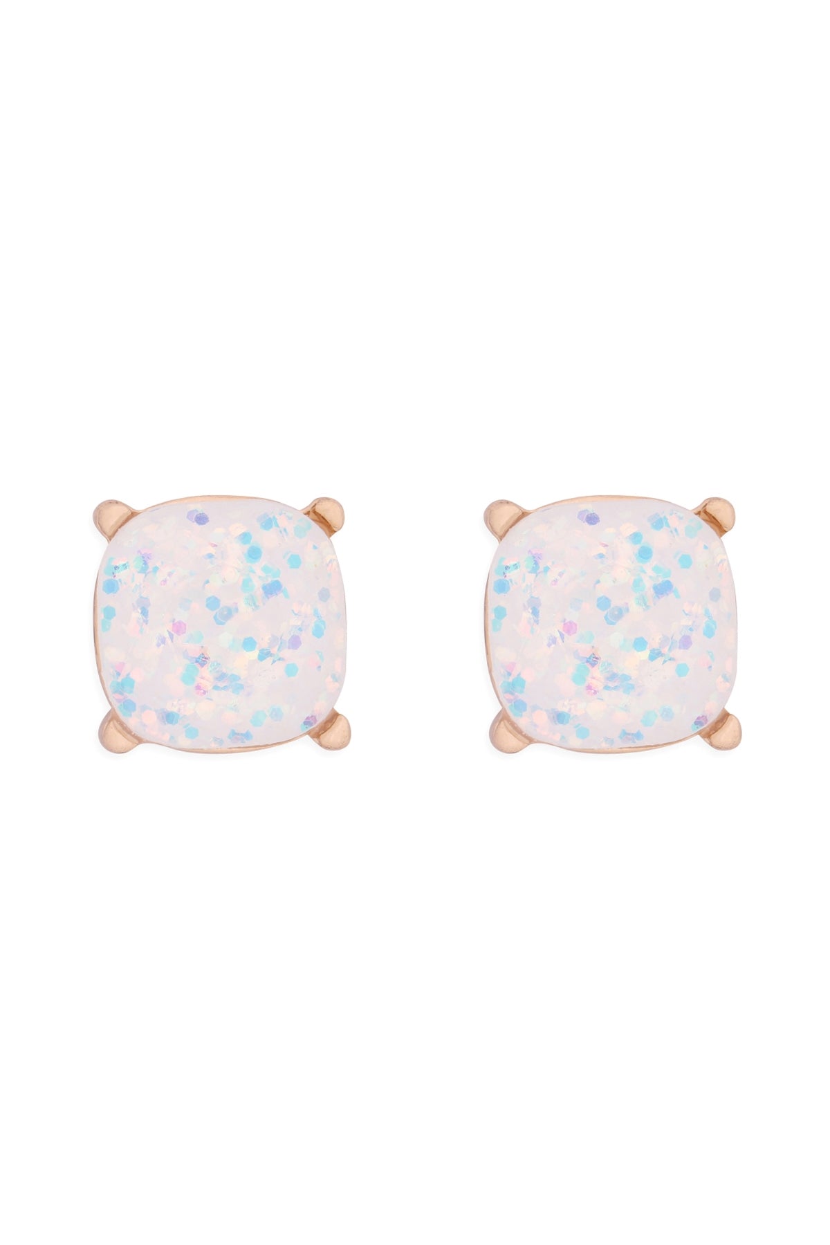 Pack of 6 White Glittery Epoxy Stud Earrings