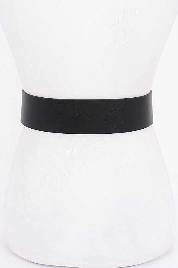 Set of 6 White 9388 Metal Buckle PU Belts