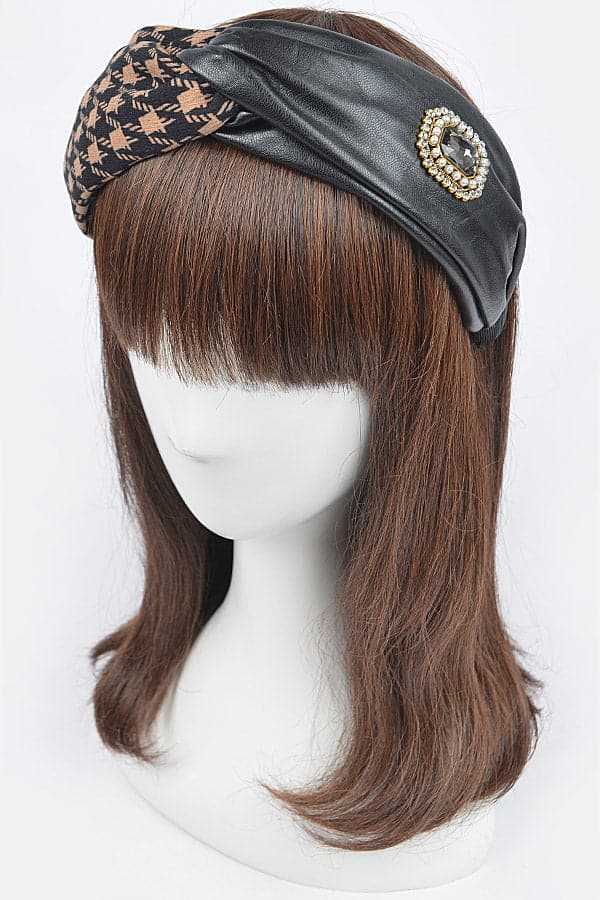 Set of 6 Nude - 1212 Mixed Metal Headbands with Stone