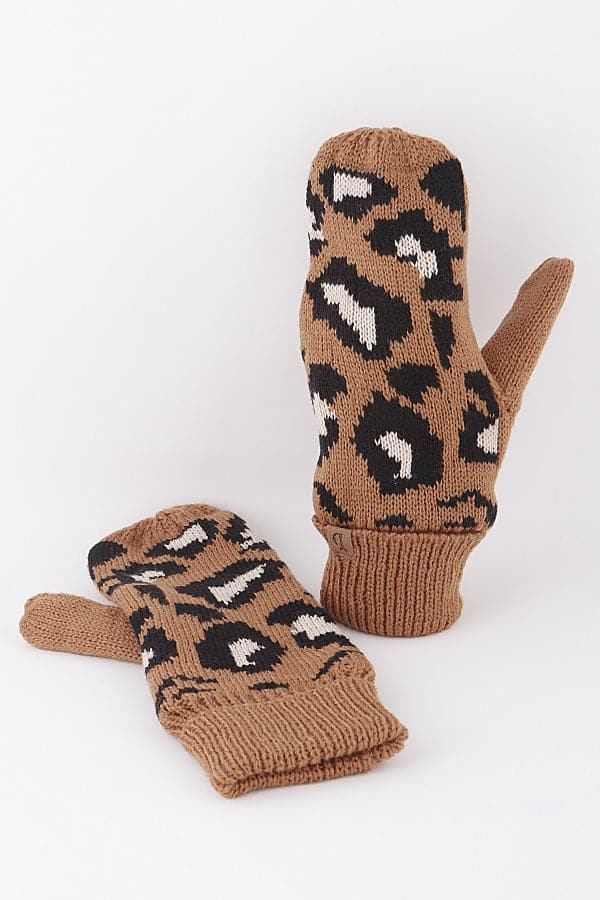 Pack of 6 Leopard Print Pink Mittens - 811021