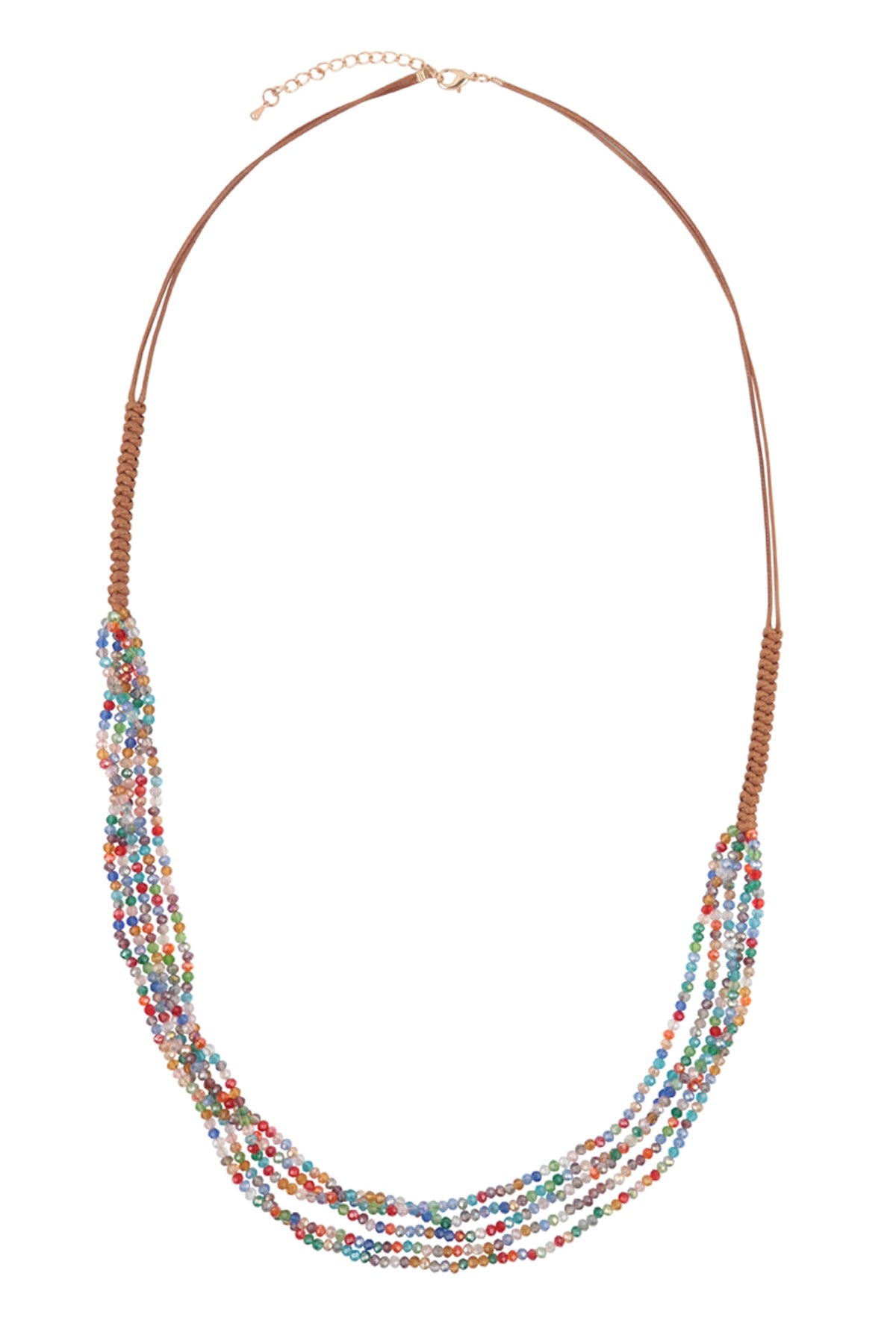 6-Pack Multicolor Multi-Strand Leather Cord Beaded Necklace
