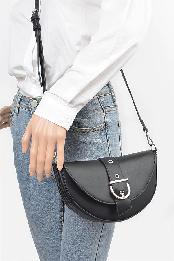 Set of 3 Stylish Black 9406 Faux Leather Shoulder Bags