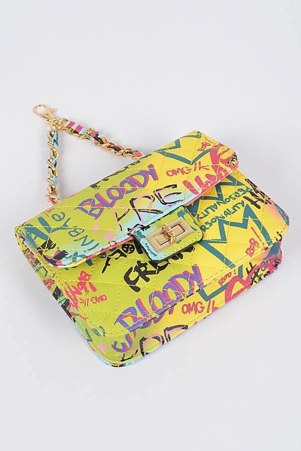 Set of 3 Multicolored 2497 Graffiti Quilted Bags