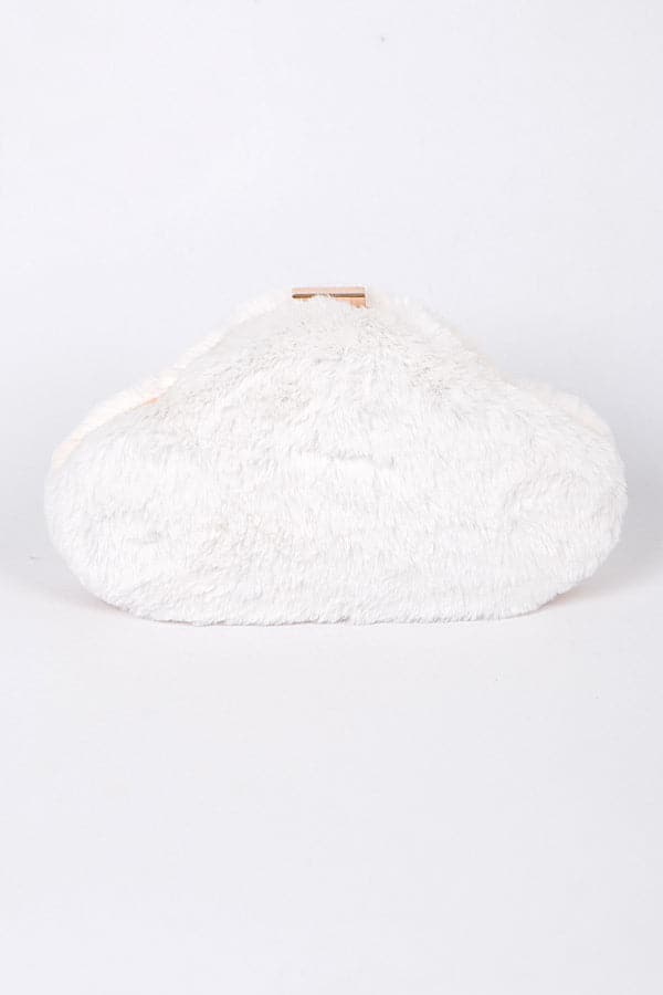 Pack of 3, 8426 Car - Inspired Faux Fur White Clutches