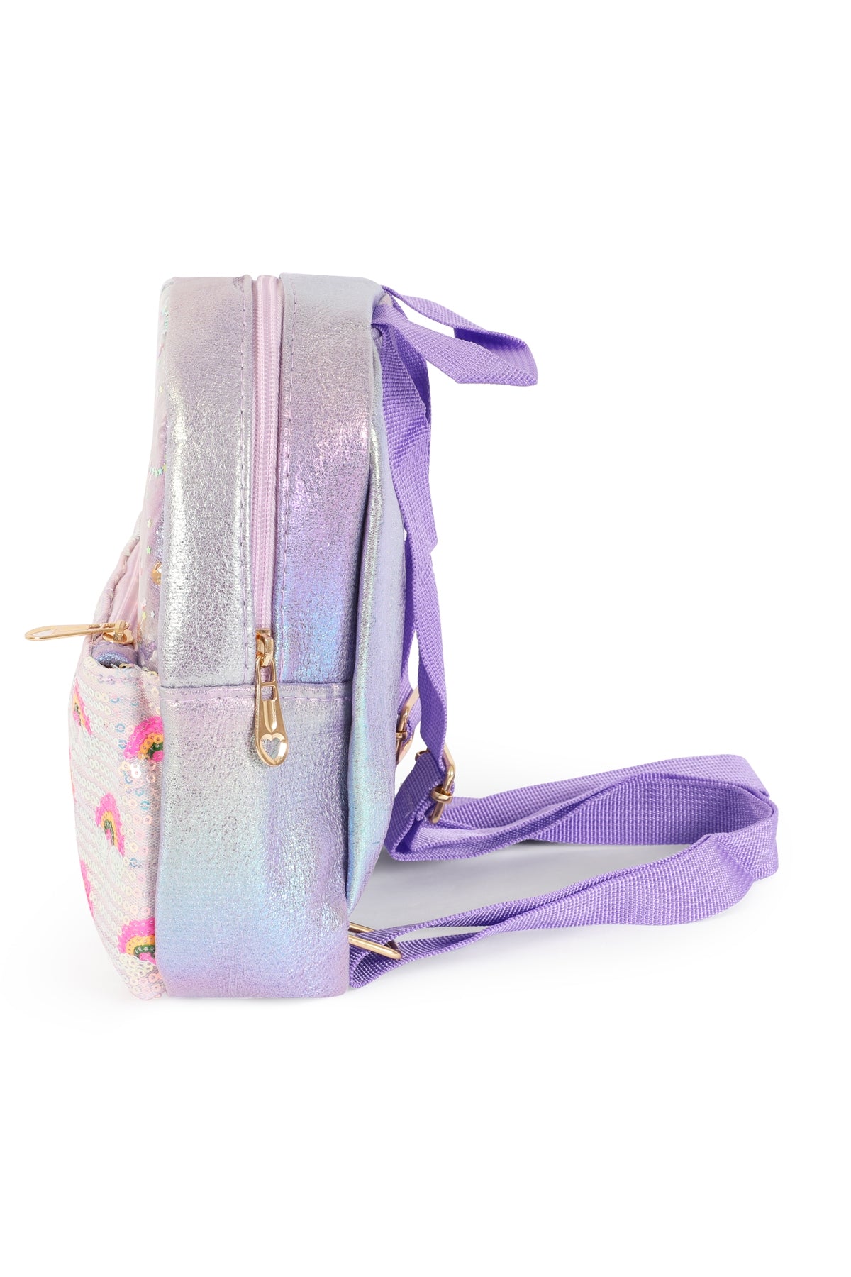 Adorable Purple Rainbow Glitter Backpacks for Kids - Set of 6